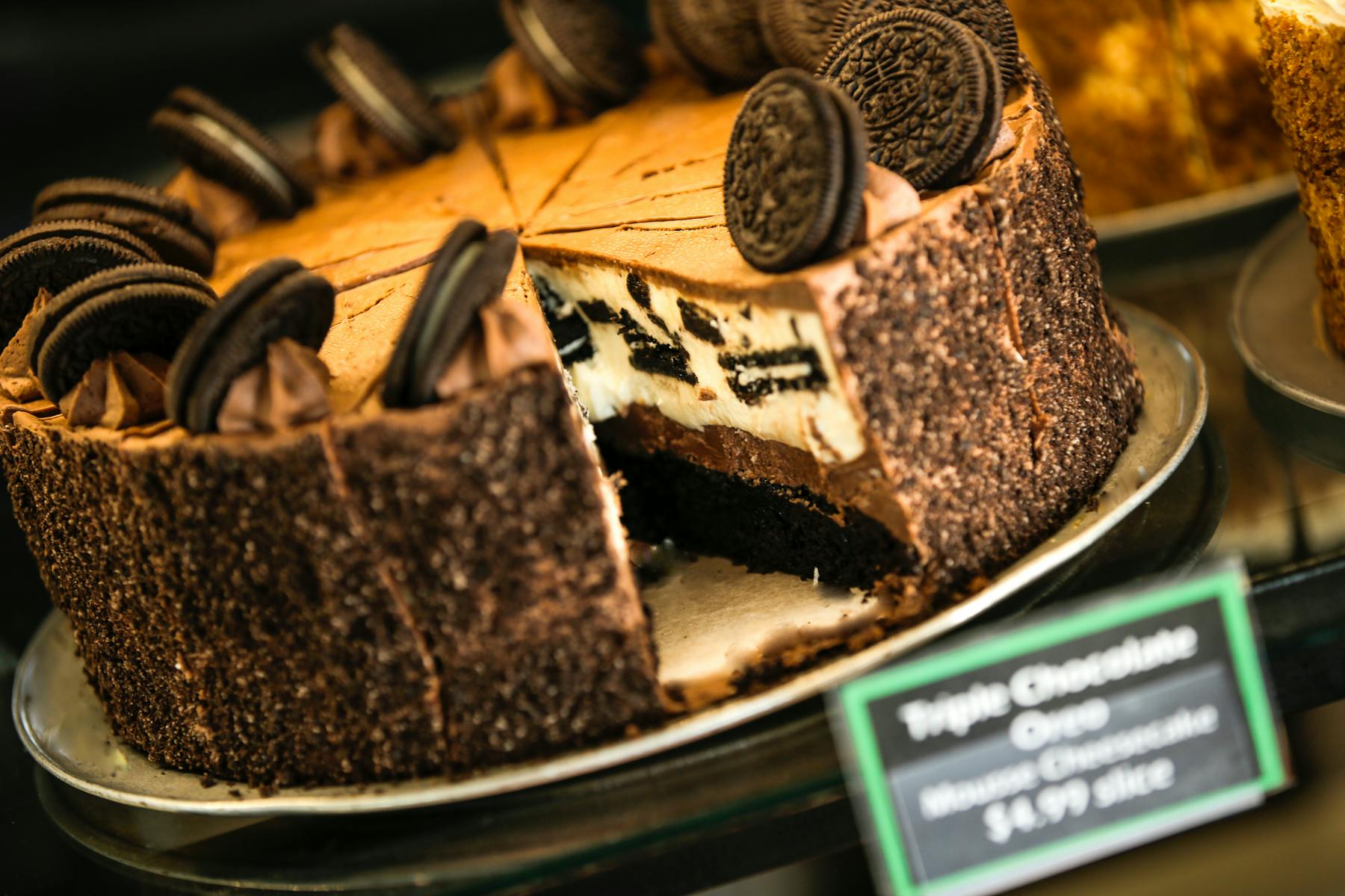 a close up of a piece of chocolate cake